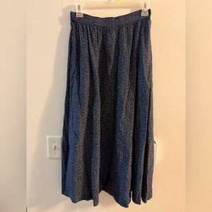 Vintage Nordstrom Blue Skirt White Flowers Size 8 Midi Maxi